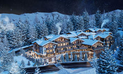 A rendering of the Raffles Hotels & Resorts, which will debut in the French Alps ahead of the winter 2028 season.