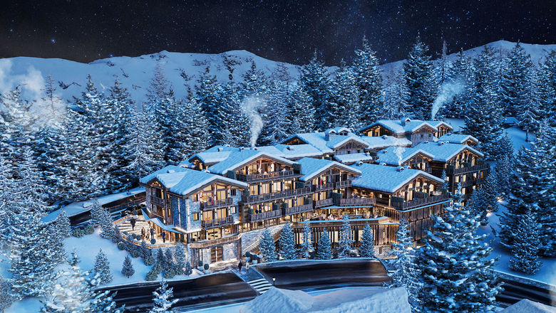 A rendering of the Raffles Hotels & Resorts, which will debut in the French Alps ahead of the winter 2028 season.