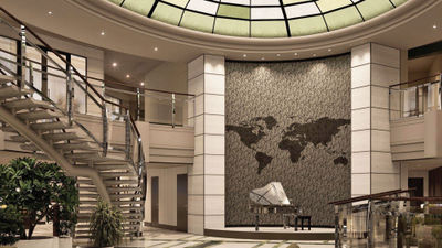 A rendering of the updated atrium on the Crystal Serenity.