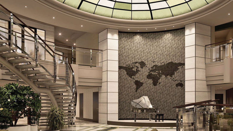 A rendering of the updated atrium on the Crystal Serenity.