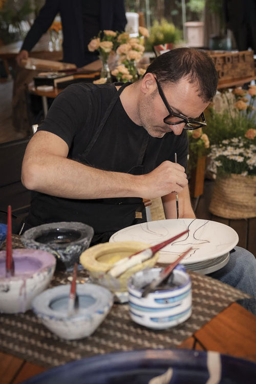 A local artisan demonstrates his craft at the Hotel Mediterraneo Sorrento during the MasterClass welcome on the hotel’s rooftop. A local artisan demonstrates his craft at the Hotel Mediterraneo Sorrento during the MasterClass welcome on the hotel’s rooftop.