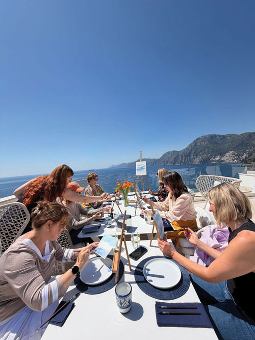 Advisors attended a painting class at Casa Angelina in Praiano on the Amalfi Coast. Advisors attended a painting class at Casa Angelina in Praiano on the Amalfi Coast.