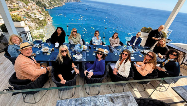 Departure Lounge advisors dining at the Hotel Villa Franca in Positano. Departure Lounge advisors dining at the Hotel Villa Franca in Positano.