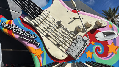 The giant guitar outside the attraction has been repainted in a psychedelic color scheme.