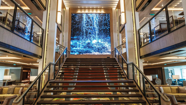 The atrium stairway on the Viking Vesta