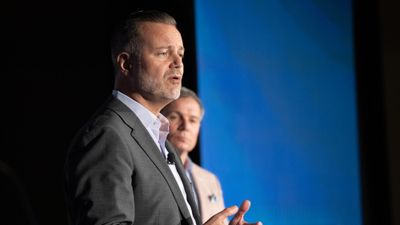 Brand USA CEO Fred Dixon speaks at the IPW 2026 conference in Fort Lauderdale.