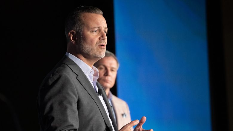 Brand USA CEO Fred Dixon speaks at the IPW 2026 conference in Fort Lauderdale.