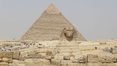 The Sphinx and the Pyramid of Khafre on the Giza Plateau. Egypt tourism has been down this spring.
