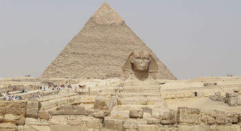 The Sphinx and the Pyramid of Khafre on the Giza Plateau. Egypt tourism has been down this spring.