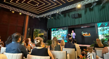 Martin Castano, vice president of sales and distribution for Marriott International's Caribbean and Latin America region, gives updates about the company's growth plans at the company's Discover CALA Travel Summit.
