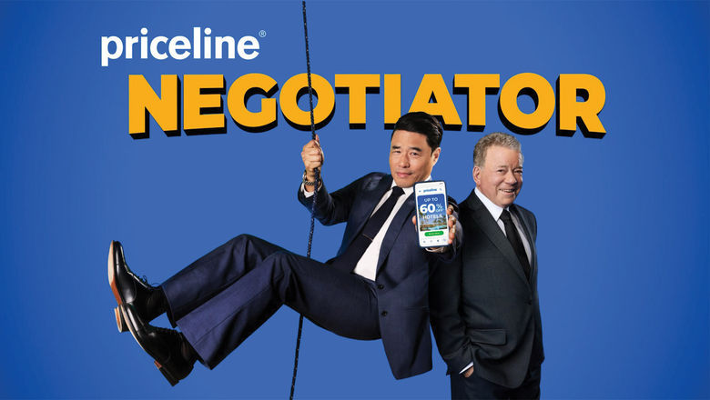 The original Priceline Negotiator William Shatner (right) hands over the reins to actor Randall Park in the OTA’s newest ad campaign.