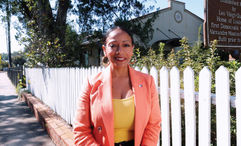 Denella Ri'chard outside the Lafayette Museum Historic Home and Gardens in Louisiana during the filming of her show.