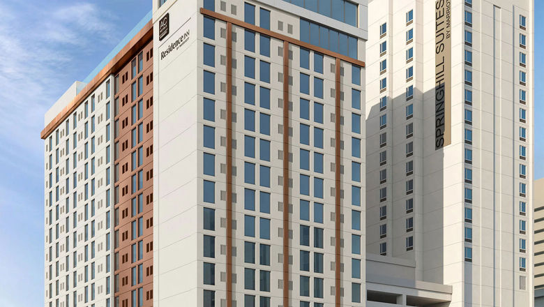 A rendering of the AC Hotel and Residence Inn by Marriott.