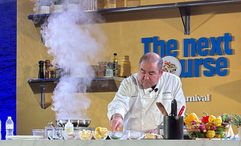 Emeril Lagasse, Carnival Cruise Line's chief culinary officer, did a cooking demonstration on June 11 in New Orleans.