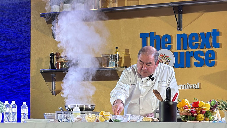 Emeril Lagasse, Carnival Cruise Line's chief culinary officer, did a cooking demonstration on June 11 in New Orleans.