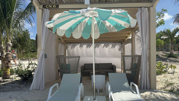 RelaxAway, Half Moon Cay has private beach cabanas available to rent. RelaxAway, Half Moon Cay has private beach cabanas available to rent.