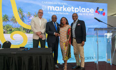 Jamaica's tourism minister Edmund Bartlett (second from left) announced a wave of developments at the Caribbean Hotel and Tourism Association's Caribbean Travel Marketplace.