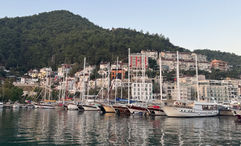 Ships docked at the port in Fethiye, Turkiye, one of the places visited on a SCIC sailing.