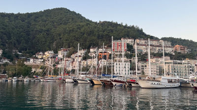Ships docked at the port in Fethiye, Turkiye, one of the places visited on a SCIC sailing.