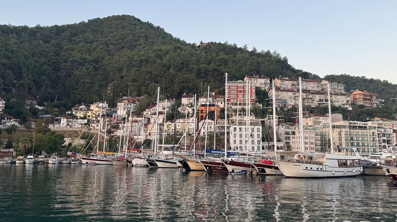 Ships docked at the port in Fethiye, Turkiye, one of the places visited on a SCIC sailing.
