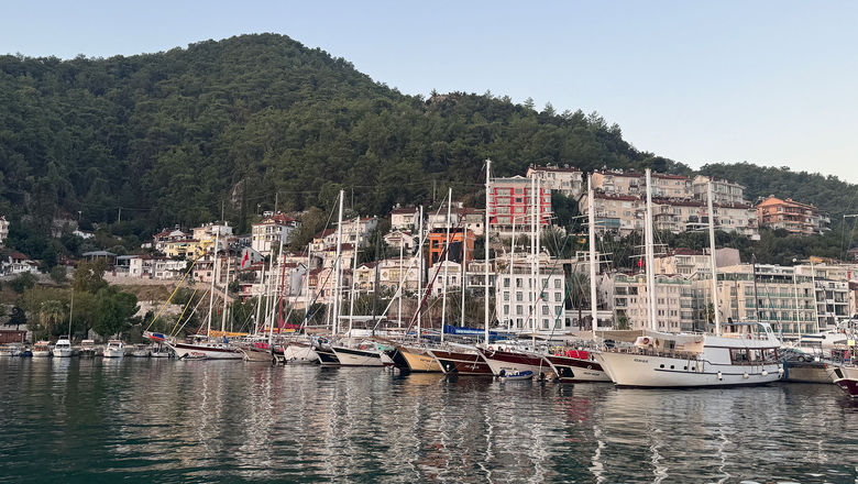 Ships docked at the port in Fethiye, Turkiye, one of the places visited on a SCIC sailing.
