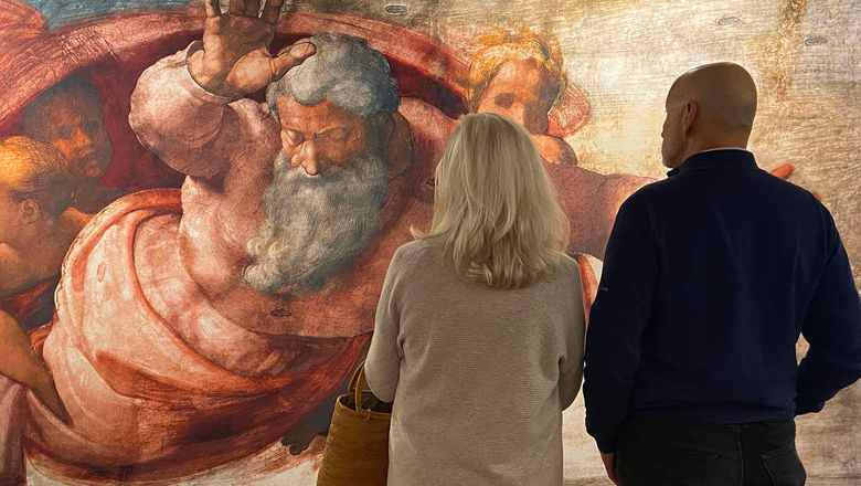 “Michelangelo’s Sistine Chapel: The Exhibition,” with representations of the artist’s frescos and sculptures, has opened at the Shops at Crystals on the Las Vegas Strip.