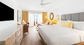 A guestroom at the Turtle Beach Barbados, A Tribute Portfolio All-Inclusive Resort, which opened on Barbados' South Coast.