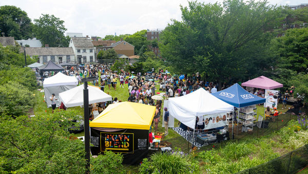 An aerial view of the outdoor food festival in Brooklyn.