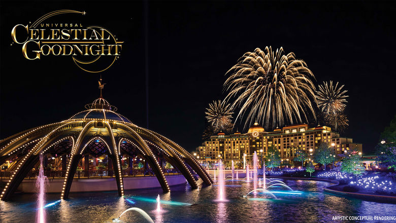 A new nighttime spectacular, Universal Celestial Goodnight, will debut July 7 at Universal Epic Universe.
