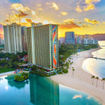 The Rainbow Tower at the Hilton Hawaiian Village is an iconic landmark in Waikiki.