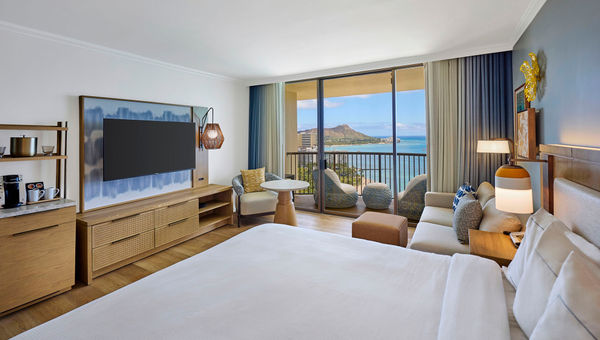 The Rainbow Tower guest rooms have been refreshed with surf-inspired palettes in a clean, contemporary design. The Rainbow Tower guest rooms have been refreshed with surf-inspired palettes in a clean, contemporary design.