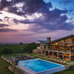 The main lodge at Wellworth Mikumi Wildlife Lodge. The new camp sits on a hillside in the Kikoboga area of Mikumi National Park and features 48 rooms built around a natural watering hole where elephants arrive uninvited at sundown.