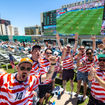 Fans caught the action of the U.S.-Australia World Cup match at Circa’s Stadium Swim, with its 143‑foot-wide screen, six pools and two swim‑up bars.