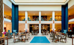 The hotel's recent interior restoration reveals the brilliance of renowned Portuguese architect Porfirio Monteiro's visionary design with its dramatic sunlit two-story atrium.