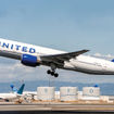 A United Airlines Boeing 777-200.