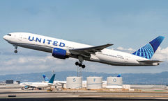 A United Airlines Boeing 777-200.