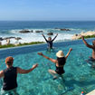 A water cycling class is led by Cintya Ventura, wellness manager for the Grand Velas Los Cabos and the Grand Velas Boutique Los Cabos.