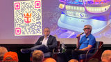 Royal Caribbean Group CEO Jason Liberty (left) and Royal Caribbean International CEO Michael Bayley speak to members of the press on the Legend of the Seas.