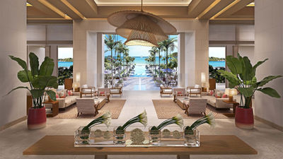 A rendering of the resort's lobby.