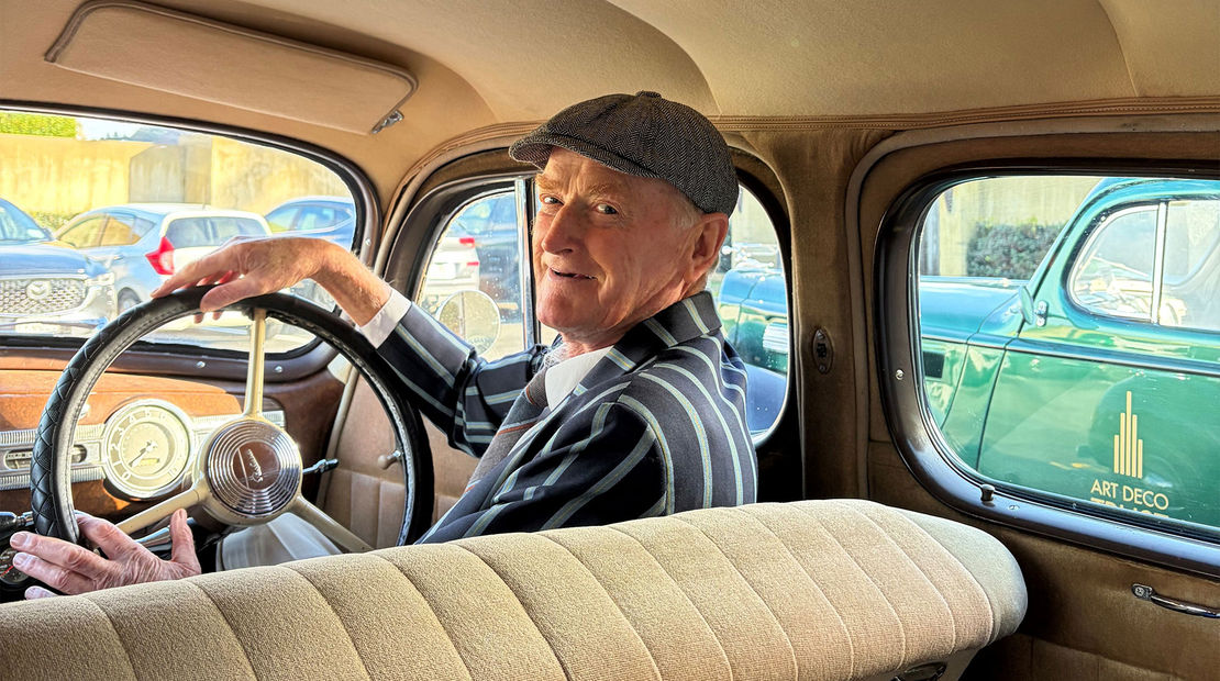 John, a local farmer-turned-volunteer for the Art Deco Trust, gives tours dressed in 1930s period attire.