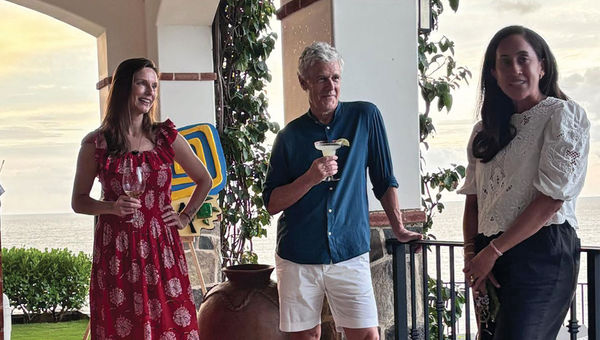 Fora co-founder Henley Vazquez, left, at last year’s Summer Camp in Nicaragua with Mark Harmon, founder of the Auberge Resorts Collection, and his wife, Joanna.