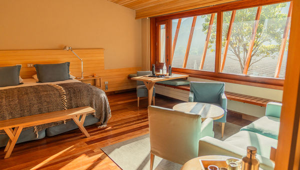 Suites at the Explora Valle Sagrado are plush in a minimalist design. Suites at the Explora Valle Sagrado are plush in a minimalist design.