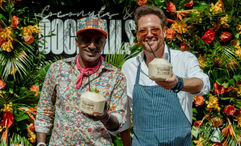 Chefs Marcus Samuelsson (left) and Scott Conant at last year's Bahamas Culinary & Arts Festival.