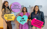 Reps from The Bahamas Ministry of tourism -- district manager Shauntae Miller and director of global sales and marketing Jennifer Gardiner-Bannister -- flanked Kaitlyn Motley, an advisor and owner of 4 Seven Travel.