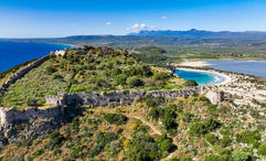 Palaiokastro is a 13th century Frankish castle ruin situated above Nestor's Cave. The sights are an easy drive from the Costa Navarino resorts.