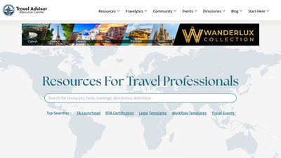 The Travel Advisor Resource Center's new website