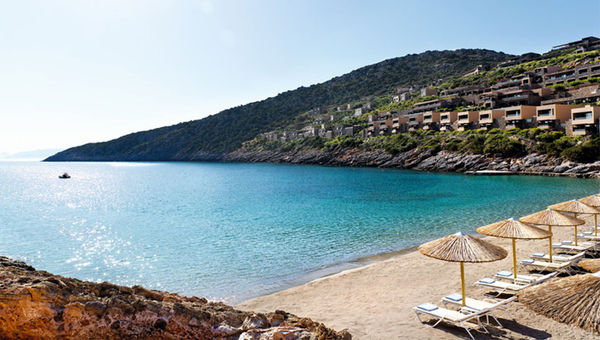 Daios Cove is set into the hills surrounding a natural cove with a private beach.
