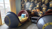 The Despicable Me Kids' Suites at Loews Portofino Bay Hotel, overlooking the hotel's replica of Portofino's harbor in Italy.
