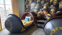 The Despicable Me Kids' Suites at Loews Portofino Bay Hotel, overlooking the hotel's replica of Portofino's harbor in Italy.