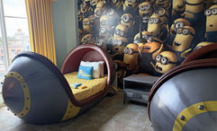 The Despicable Me Kids' Suites at Loews Portofino Bay Hotel, overlooking the hotel's replica of Portofino's harbor in Italy.